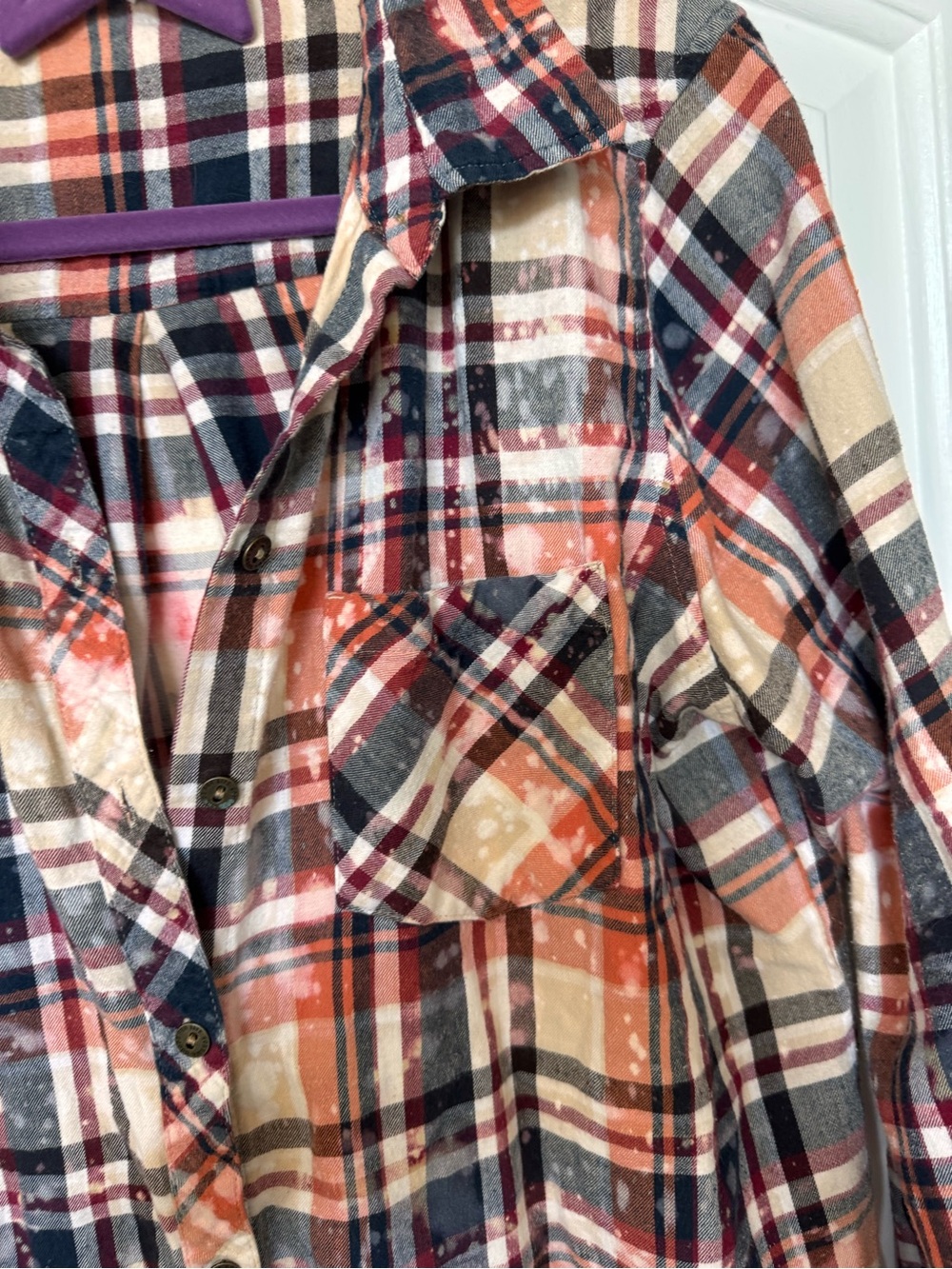 Hand Crafted Bleached Plaid Button-Down With Back Graphic - Picture 7 of 7